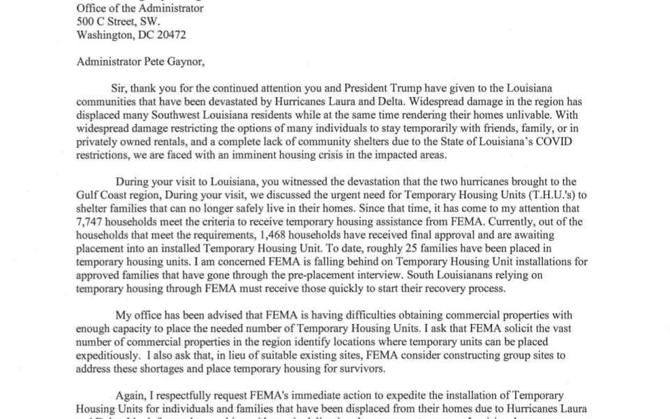 Letter to FEMA