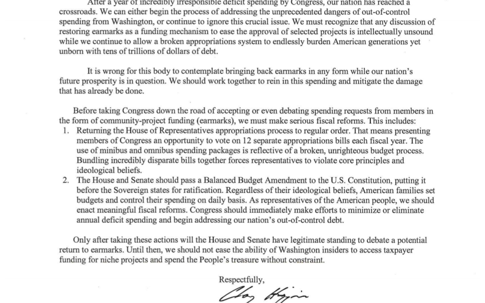 Letter to Congressional Leadership 3 11 21